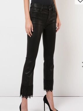 J Brand Selena Coated Black Lace Hem Crop Boot Jean